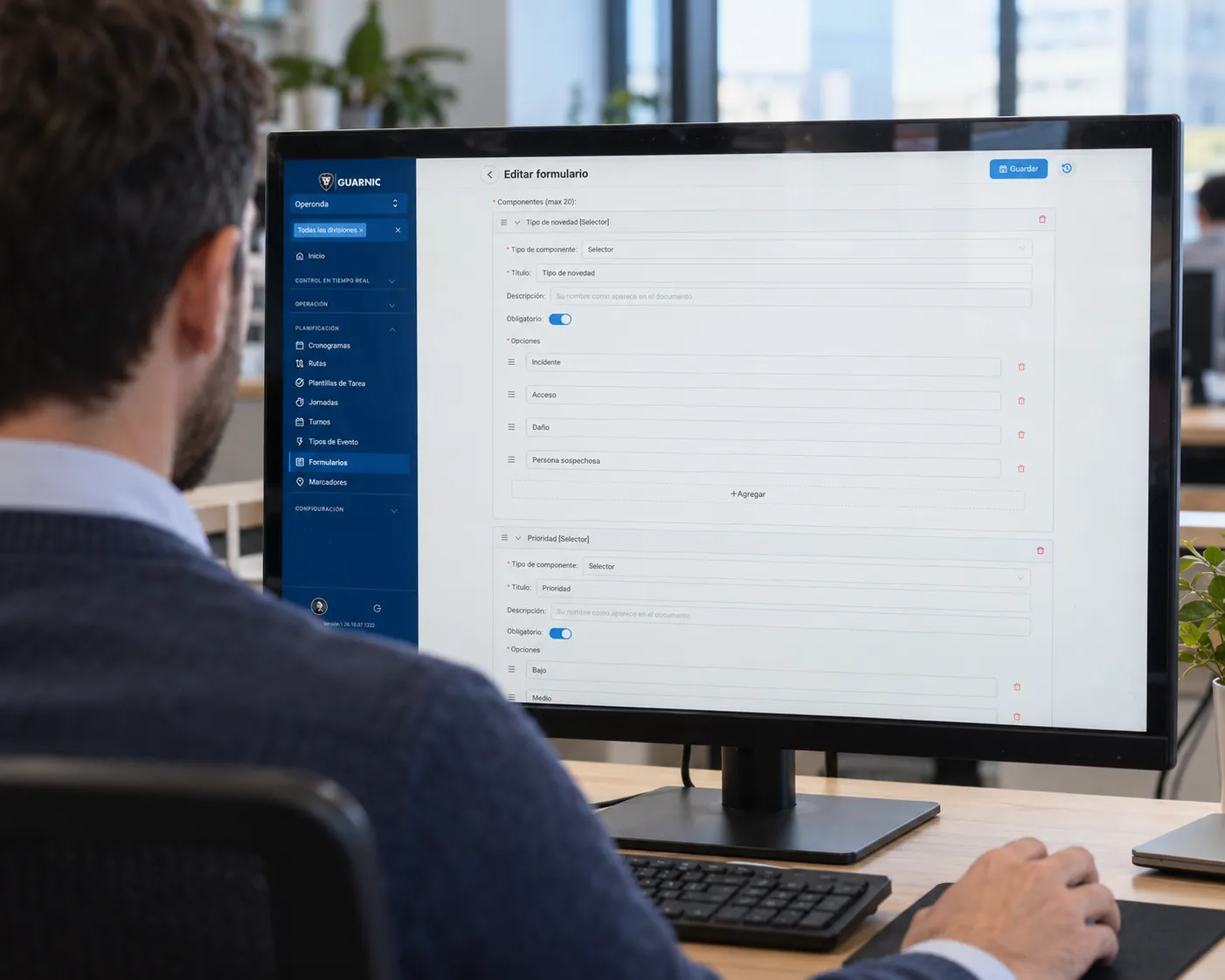 Configuración de formularios para registrar eventos y novedades